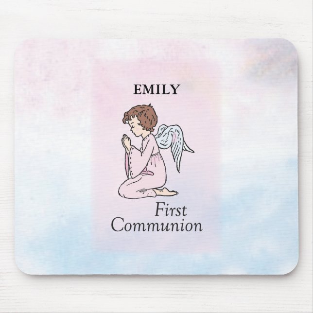 Mädchen, Erster Kommunion Angel Mousepad (Vorne)