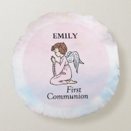 Mädchen, Erster Kommunion Angel Rundes Kissen