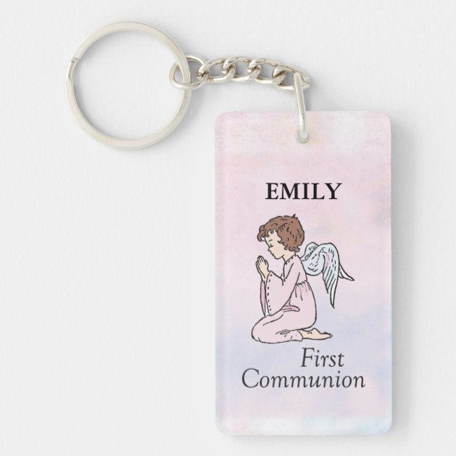 Mädchen, Erster Kommunion Angel Schlüsselanhänger (Vorderseite)