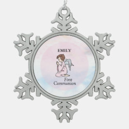 Mädchen, Erster Kommunion Angel Schneeflocken Zinn-Ornament