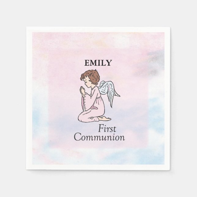 Mädchen, Erster Kommunion Angel Serviette (Vorderseite)
