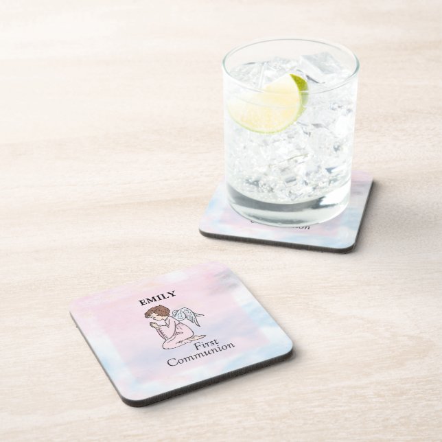 Mädchen, Erster Kommunion Angel Untersetzer (Rechte Seite)