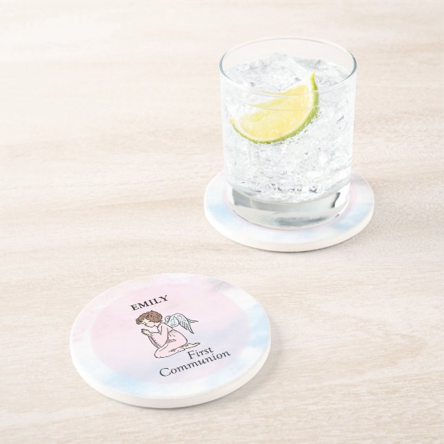 Mädchen, Erster Kommunion Angel Untersetzer (Seite)