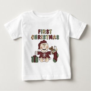 Mädchen erstes 1. Weihnachtsferien Baby T-shirt