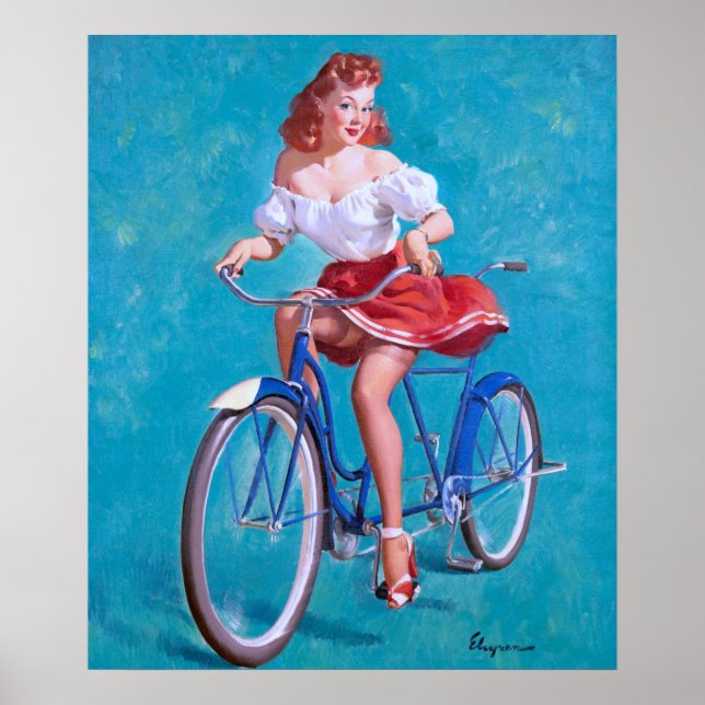 Mädchen Fahrrad Pin Up Poster (Vorne)