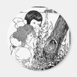 Mädchen fanden ein Vogel-Nest Magnet