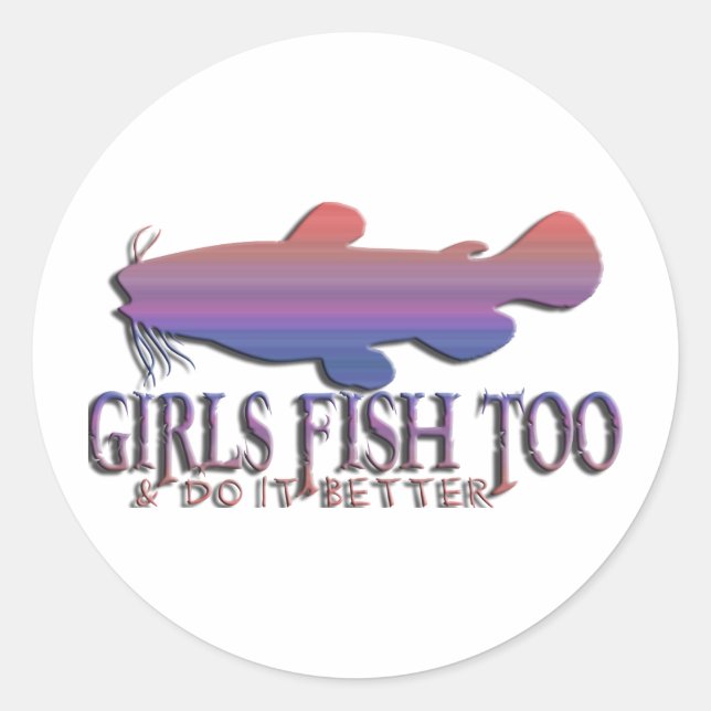 MÄDCHEN FANGEN ZU KATFISCH RUNDER AUFKLEBER (Vorderseite)