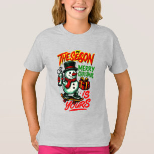 Mädchen-Festschneemann-Weihnachten-Liebenswerte Fe T-Shirt