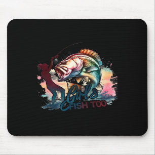Mädchen fischen auch beim Angeln auf Großmaulbarsc Mousepad