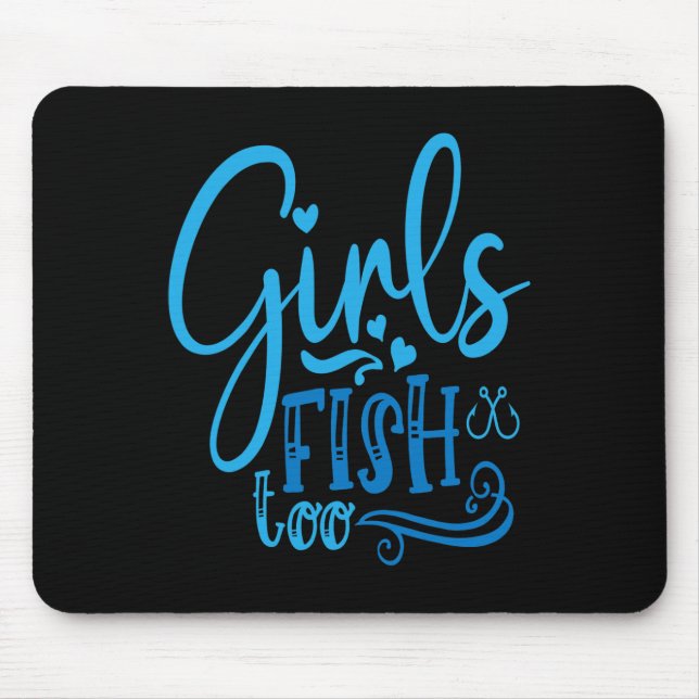 Mädchen fischen zu Angeln Jagd Fischen Mousepad (Vorne)