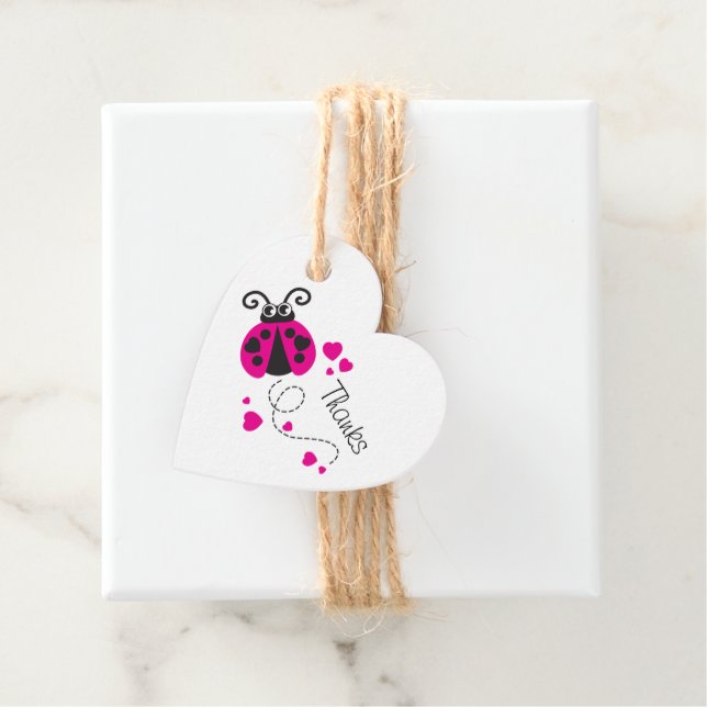 Mädchen fliegen Herz Ladybug rosa Gewohnheit Dank Geschenkanhänger (Beispiel)
