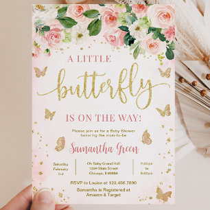 Mädchen Floral Schmetterling Baby Shower Einladung
