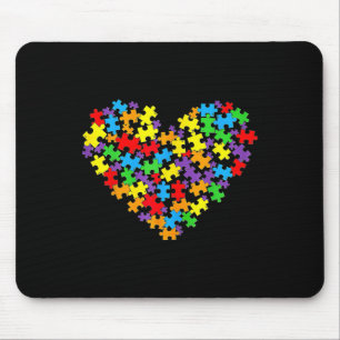 Mädchen Frauen Autismus-Bewusstsein Herz-Puzzletei Mousepad