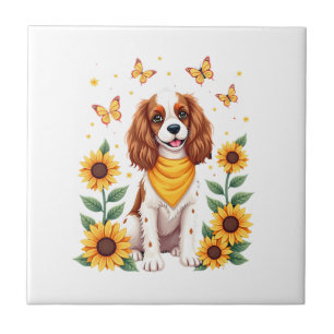 Mädchen Frauen Mutter Cavalier King Charles Spanie Fliese