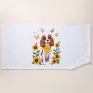 Mädchen Frauen Mutter Cavalier King Charles Spanie Strandtuch