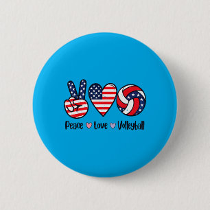 Mädchen Frieden Liebe Volleyball 4. Juli Amerikani Button