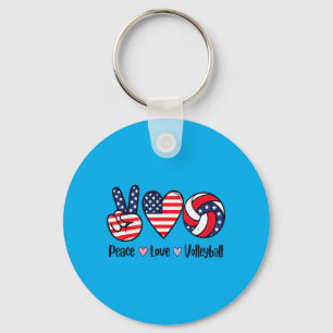Mädchen Frieden Liebe Volleyball 4. Juli Amerikani Schlüsselanhänger