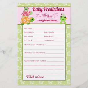 Mädchen Frosch Baby Shower Vorhersagen Aktivitätsb Flyer