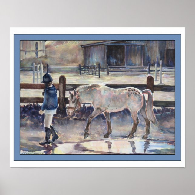 Mädchen führt ihr Pony Artwork Poster (Vorne)