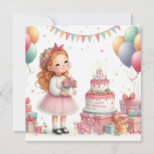 Mädchen fünf Jahre alt Geburtstag Einladung