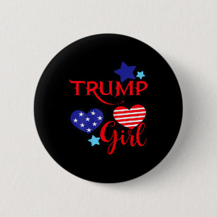 Mädchen für Donald Trump 2025 Hübsche Trump-Flagge Button