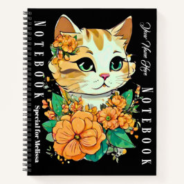 Mädchen für Niedliche Katzenmuster Monogramm Schwa Notizbuch