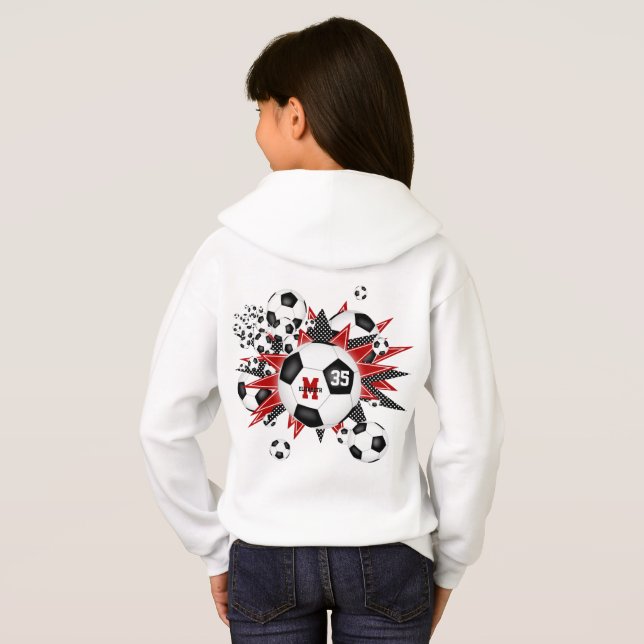 Mädchen Fußball Blowout mit roten schwarzen Sterne Hoodie (Schwarz voll)