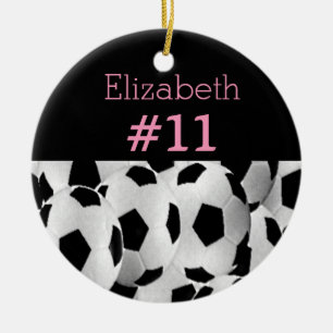 Mädchen-Fußball-Spieler-Name und Jersey-Zahl Keramik Ornament