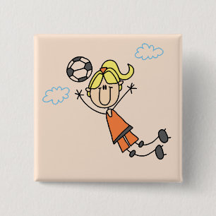 Mädchen-Fußball-Sprungs-T-Shirts und Geschenke Button