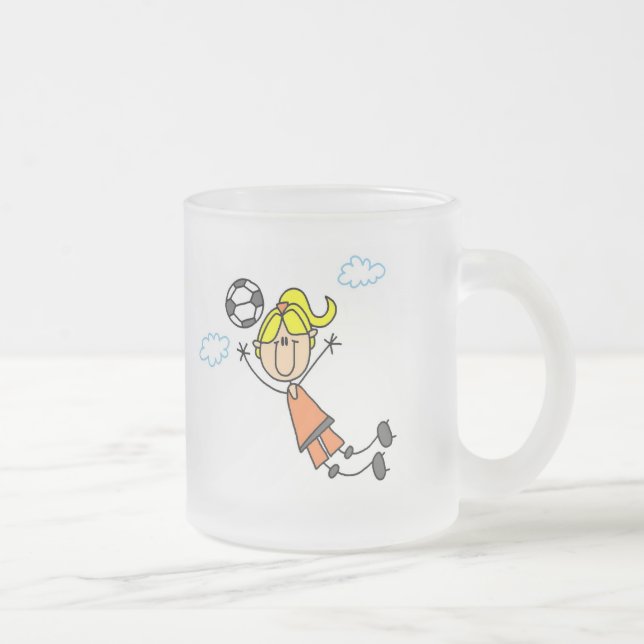 Mädchen-Fußball-Sprungs-T-Shirts und Geschenke Mattglastasse (Rechts)