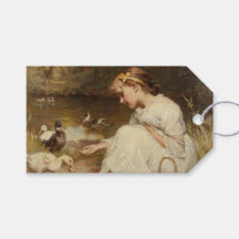 Mädchen Fütternd Enten (von Frederick Morgan)