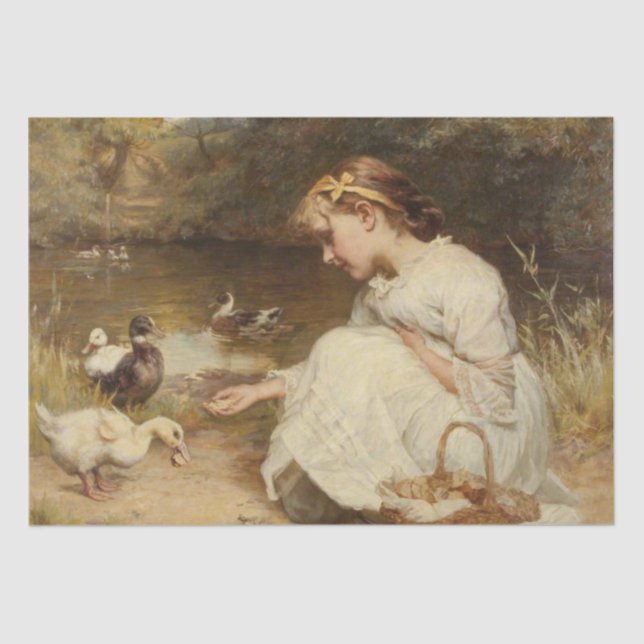 Mädchen Fütternd Enten (von Frederick Morgan) Seidenpapier (Vorderseite)