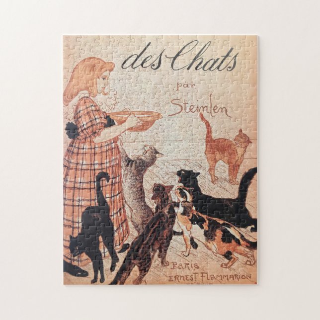 Mädchen füttert Katzen Vintage Steinlen Poster (Vertikal)