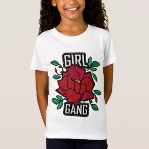 Mädchen Gang Roter Rosen Patch Mode Abzeichen T-Shirt