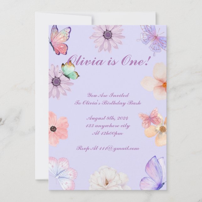 MÄDCHEN - GEBURTSTAG EINLADUNG (Vorderseite)