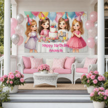 Mädchen Geburtstag Personalisiert rosa Banner