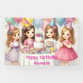 Mädchen Geburtstag Personalisiert rosa Banner