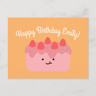 Mädchen Geburtstag Rosa Erdbeertorte Feier Postkarte