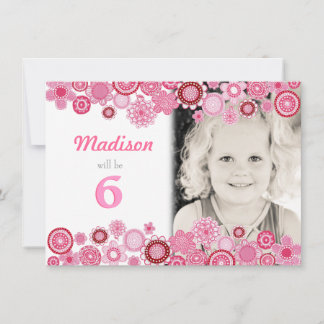Mädchen Geburtstag Rosa Party Einladung Foto-Karte