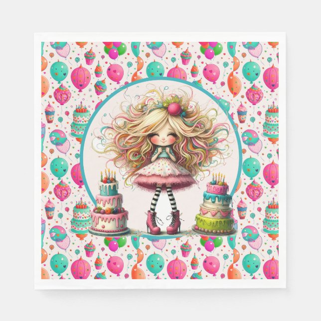 Mädchen Geburtstag  Serviette (Vorderseite)