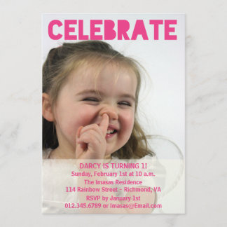 Mädchen-Geburtstags-Party-Foto-Einladungen Einladung