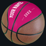 Mädchen Geburtstagsgeschenk Idee individuelle Name Basketball<br><div class="desc">Erstellen Sie Ihre einzigartige Girls Geburtstag Geschenk fuchsia rosa Basketball mit Ihrem eigenen personalisierten Namen, Jahr, Slogan, Nachricht oder jeden Text. Niedliches Basketball Geschenkspiel für Mädchen, Basketballspielerinnen, Frauen, Mama, Schwester, Tochter, Freundin, Cheerleader, Teenager, Teenager, Baby Girl, Spieler, Teamkollegen, Fans. Wählen Sie Ihr Lieblings-Team und verwenden Sie eine beliebige Hintergrundfarbe. Keine...</div>
