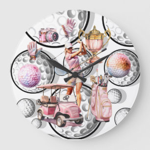 Mädchen gehen Golf spielen Große Wanduhr