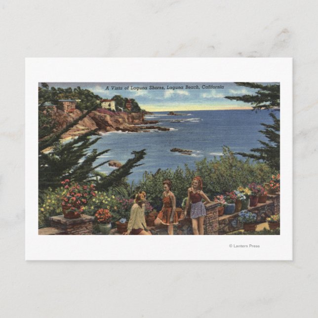 Mädchen genießen ein Vista von Laguna Shores Postkarte (Vorderseite)