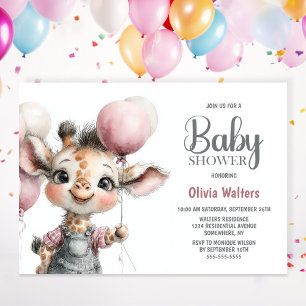 Mädchen-Giraffe-Baby-Shower-Einladung Einladung