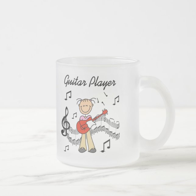 Mädchen-Gitarrist-T-Shirts und Geschenke Mattglastasse (Rechts)