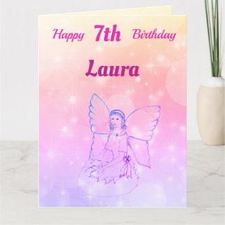 Mädchen glücklich 7. Geburtstag Fairy Gruß Karte
