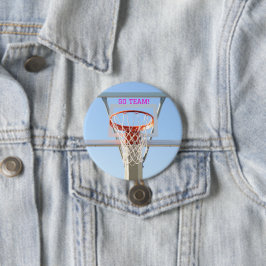 Mädchen "Go Team" Geburtstagsparty Basketball Hoop Button