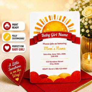 Mädchen Golden Sun Baby Girl Shower Name Reveal Einladung