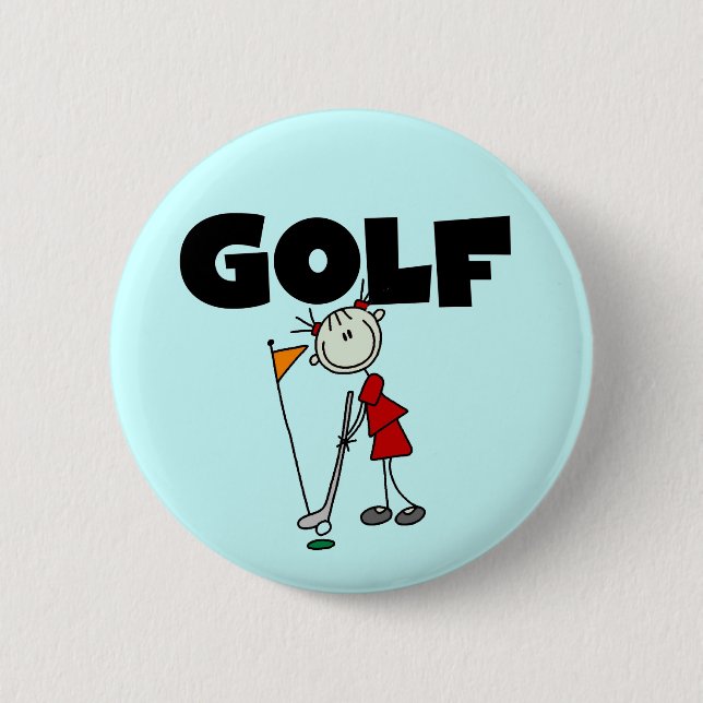 Mädchen GOLF T-Shirts und Geschenke Button (Vorderseite)